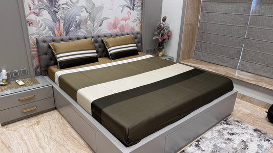 Pure Cotton Prited Stripe Bedsheet