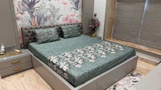 Pure Cotton Panel Floral Print Bedsheet