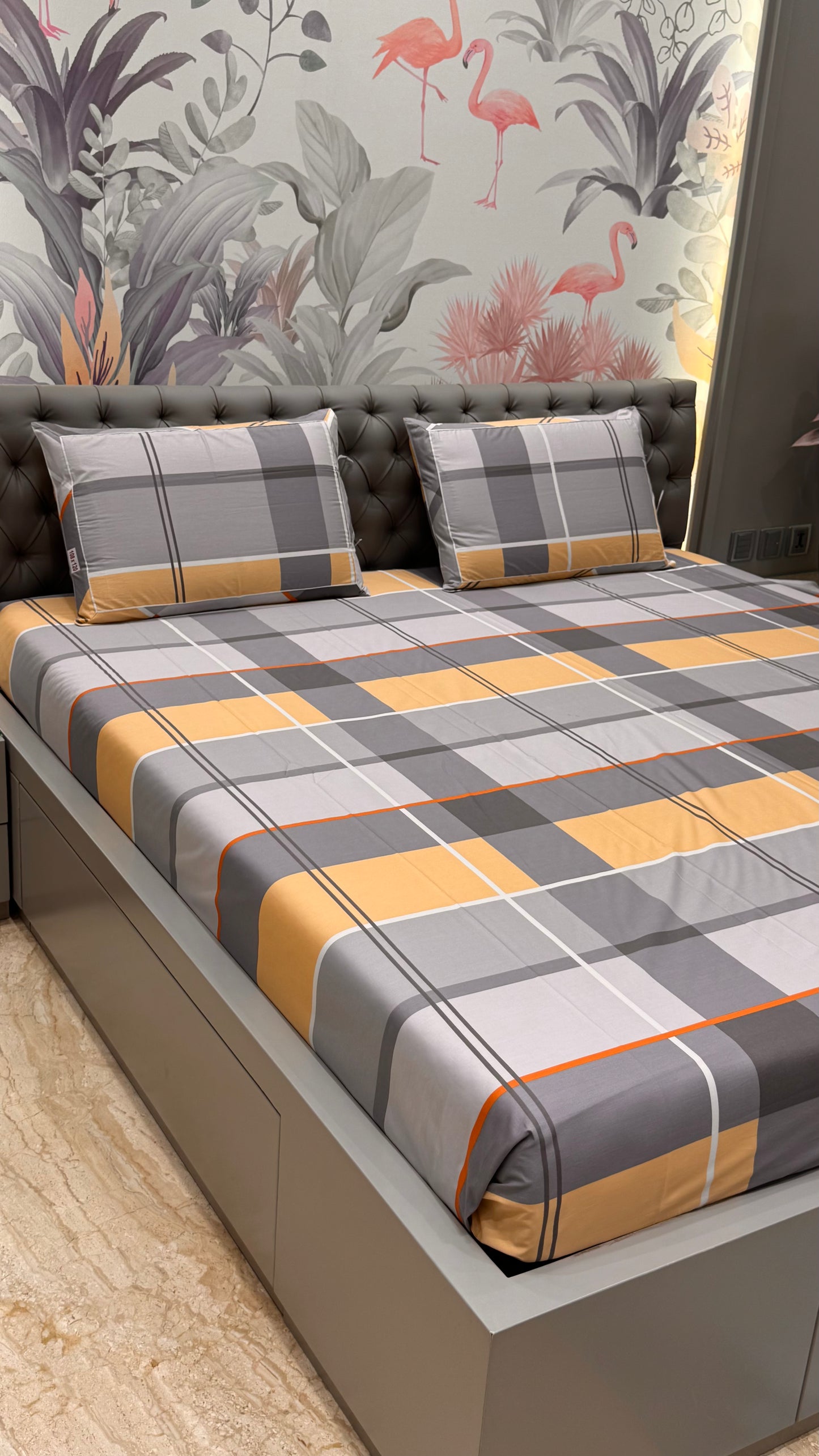 Imported Exclusive Cotton Checks Bedsheet King Size