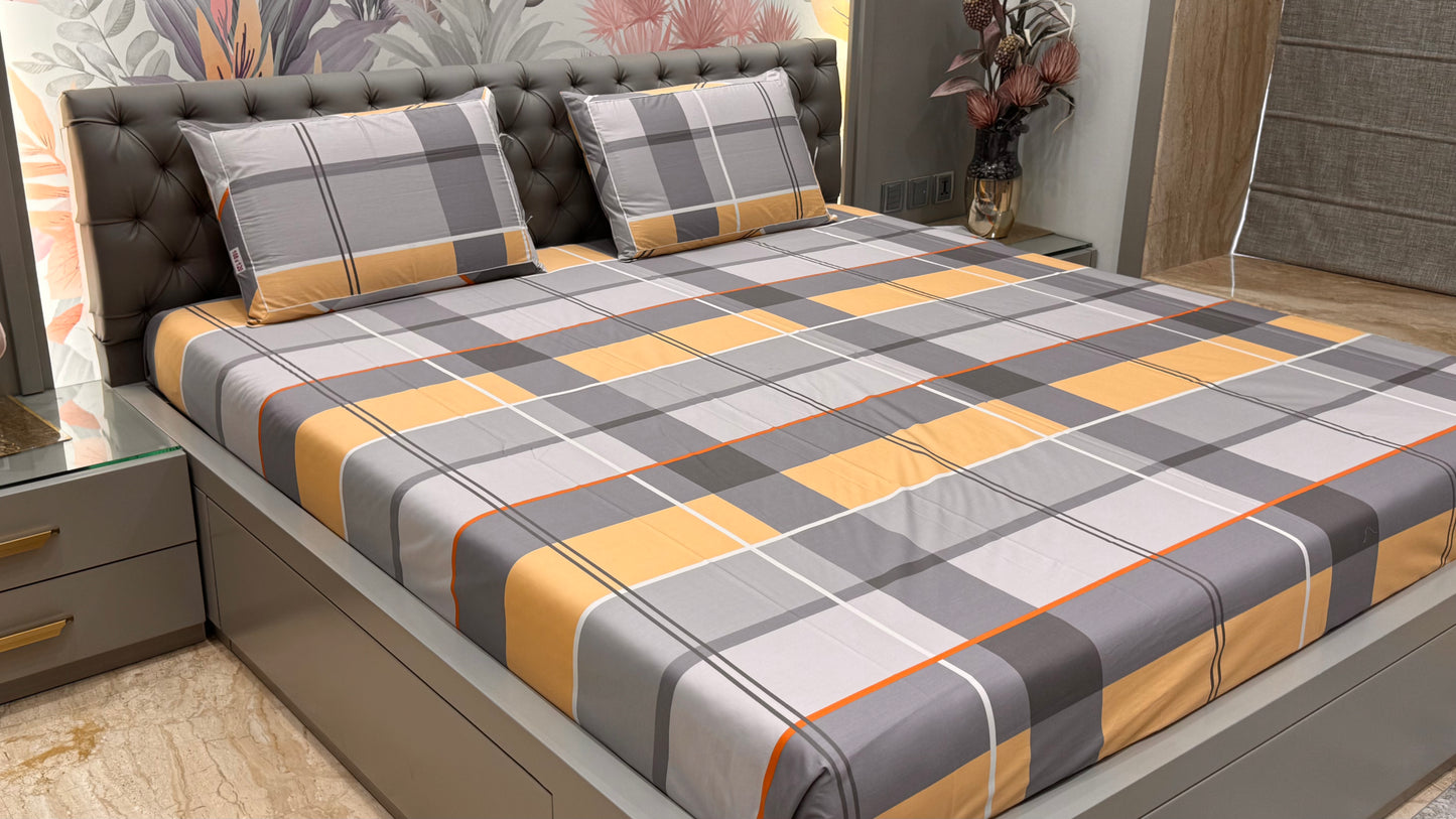 Imported Exclusive Cotton Checks Bedsheet King Size