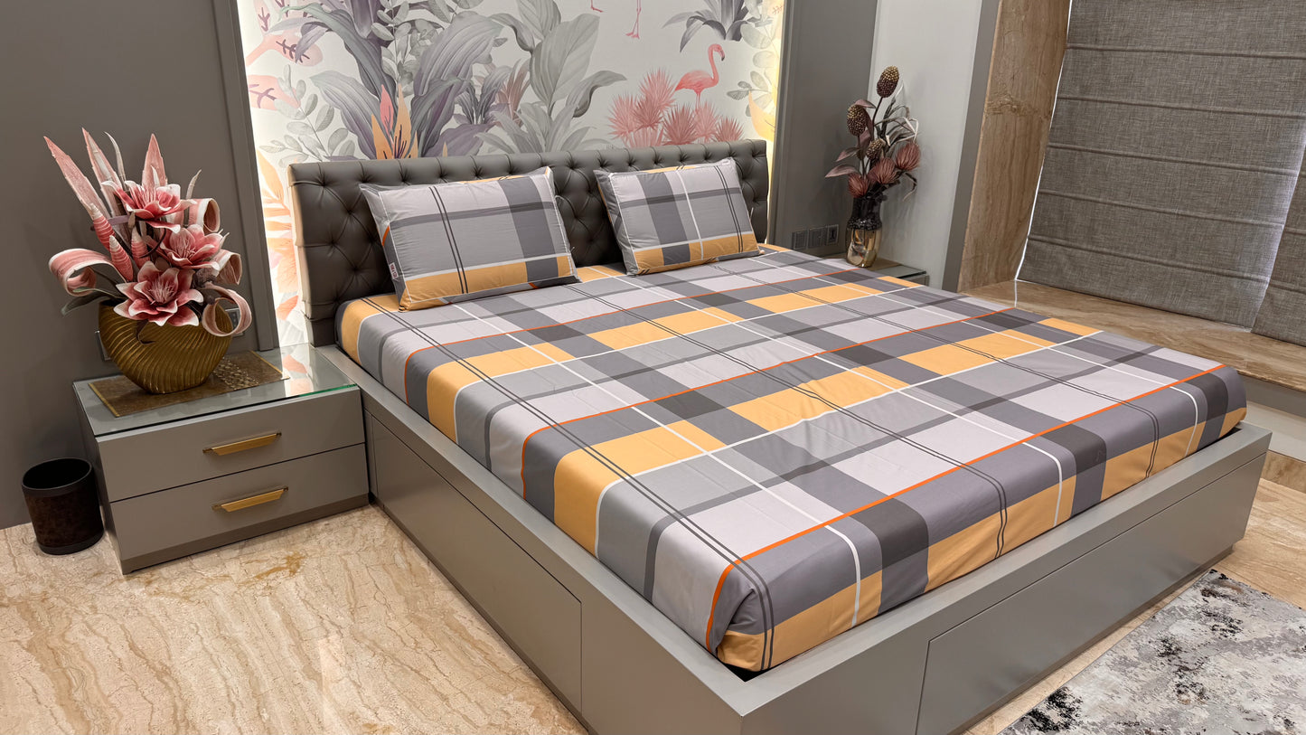 Imported Exclusive Cotton Checks Bedsheet King Size