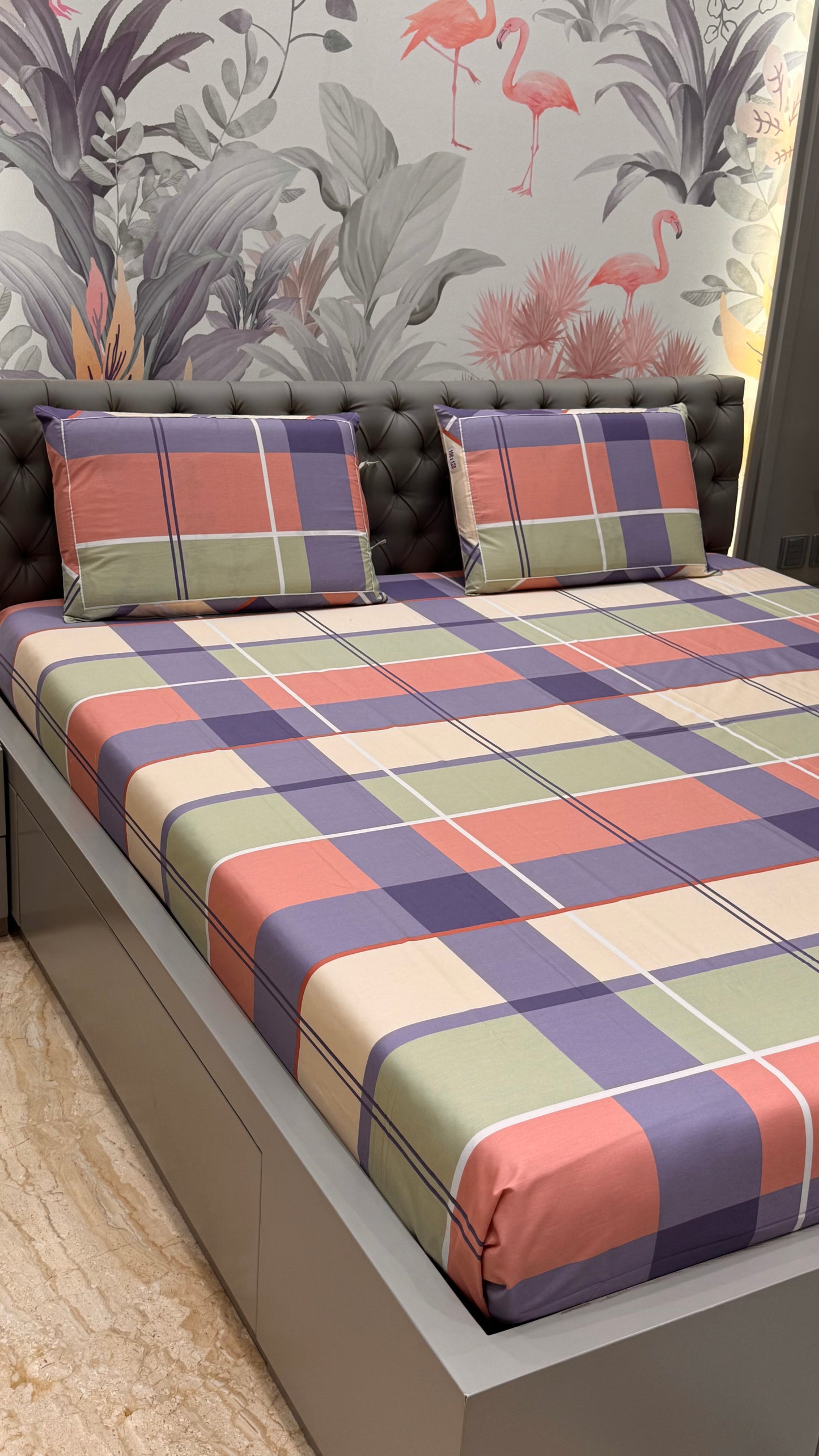 Imported Exclusive Cotton Checks Bedsheet King Size