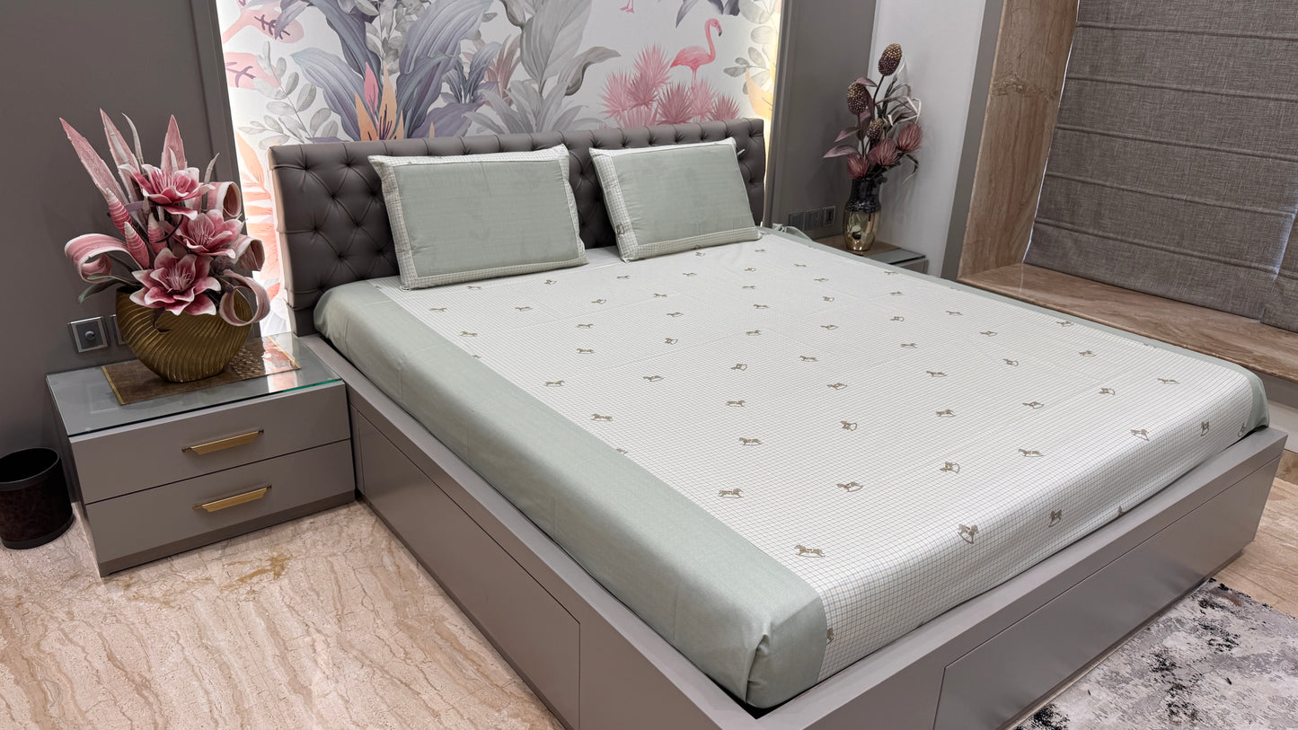 Imported Pure Cotton Horse Print Bedsheet