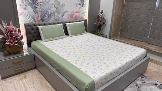 Imported Pure Cotton Kids Print- Green Colour