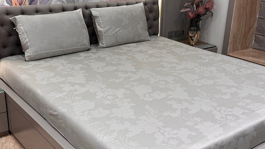 Premieum 300TC Jacquard Print Bedsheet- Grey Colour
