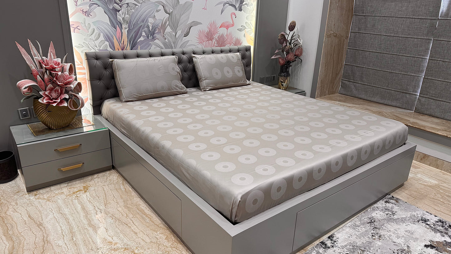 Premieum 300TC Jacquard Geomertic Circle Print Bedsheet