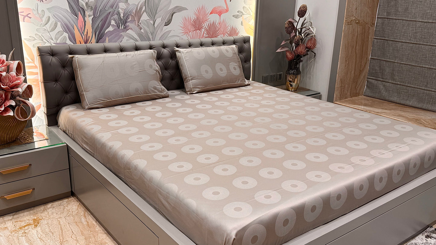 Premieum 300TC Jacquard Geomertic Circle Print Bedsheet
