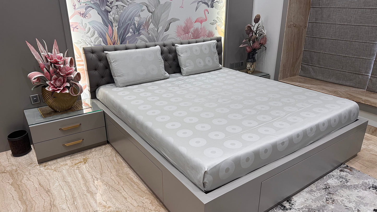 Premieum 300TC Jacquard Geomertic Circle Print Bedsheet