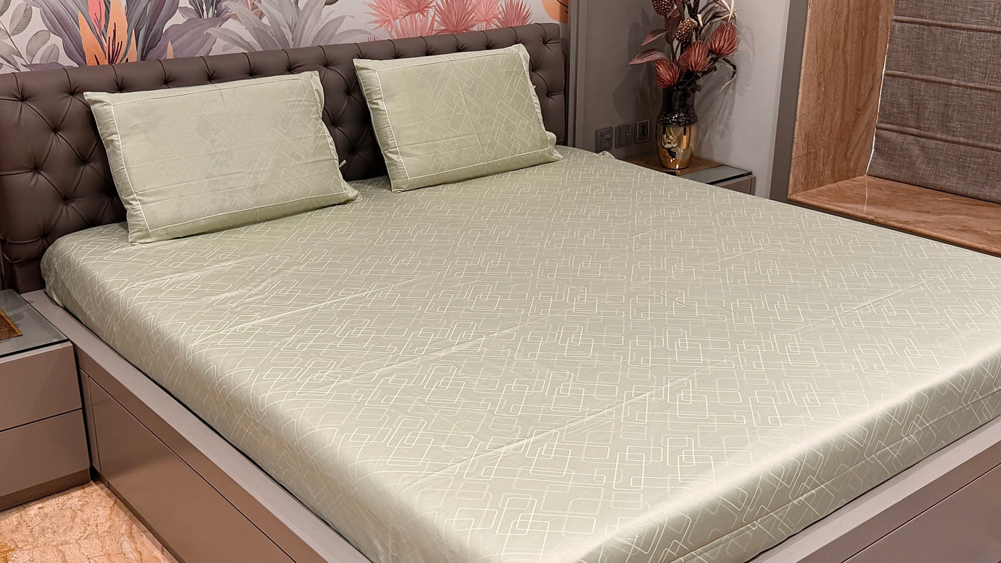 Exclusive 300TC Jacquard Geomertic Check Print Bedsheet