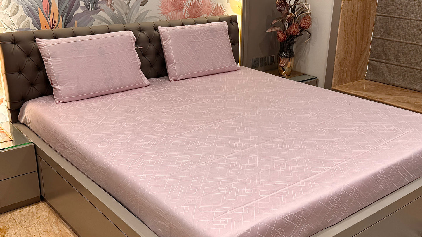 Exclusive 300TC Jacquard Geomertic Check Print Bedsheet