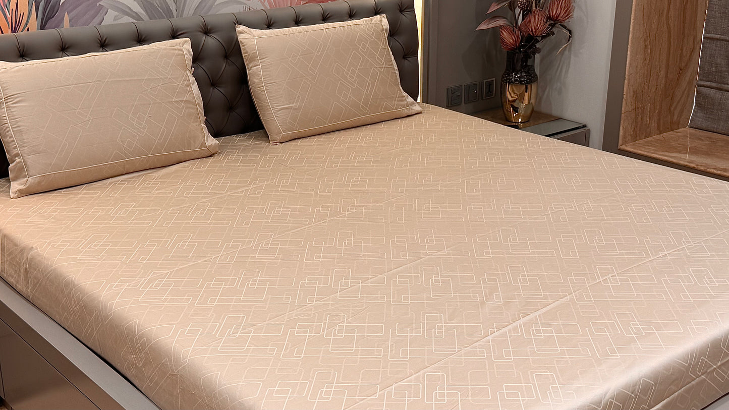 Exclusive 300TC Jacquard Geomertic Check Print Bedsheet