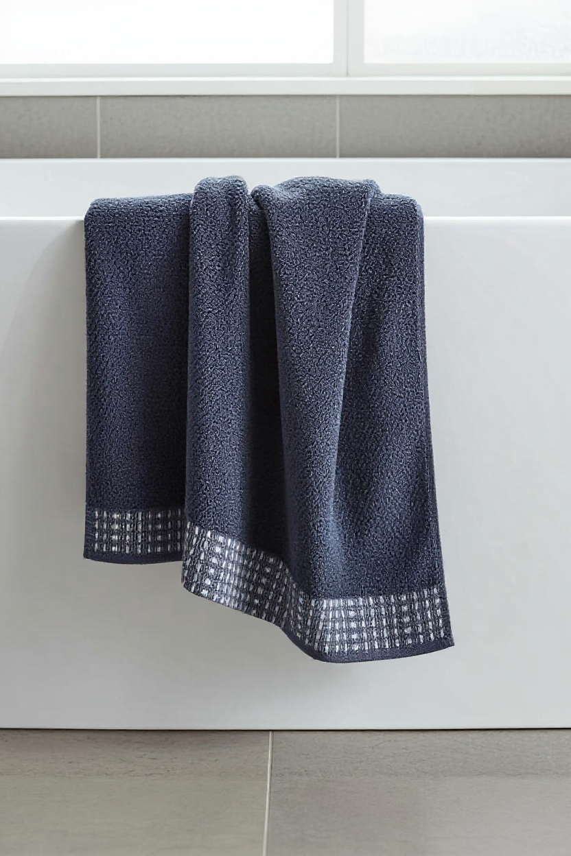 Imported Solid Colour With Check border Towel (Pack of 2)