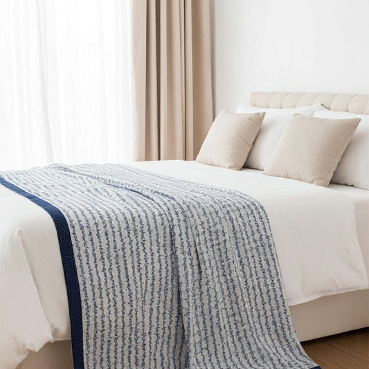 Comfortable White and Blue Coloured Printed AC Dohar